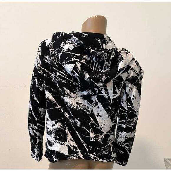 Helmut Lang Tera splatter Abstract asymmetrical zip Hooded Sweatshirt SP 4688 - Picture 10 of 11